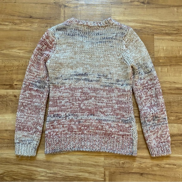 ELSAMANDA M Cream Pink Marled Alpaca Mohair Cable-Knit Warm Boho Sweater Italy - Picture 7 of 16